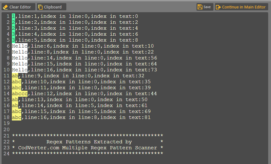 CodVerter Scan & Find Multiple Regex Patterns